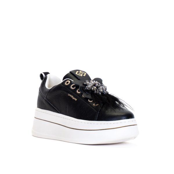 Sneakers gold&gold con accessorio gioiello, colore nero