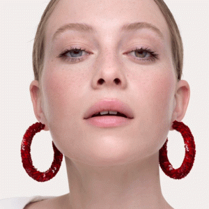 Vestopazzo, Coppia Orecchini Di Natale, Cerchio con Paillettes Rosse