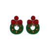 Vestopazzo, Orecchini Natalizi, Ghirlanda con Fiocco Rosso